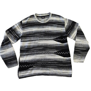 Max Min Unisex Mixed Knit Crewneck Long Sleeve Abstract Print Sweater.‎ Size L